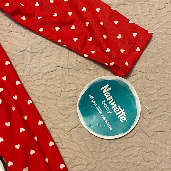 Nannette Baby Girls Dress Set Long Sleeve  18 months. Red/Polka‎ Dot/Dog NWT - Picture 4 of 5